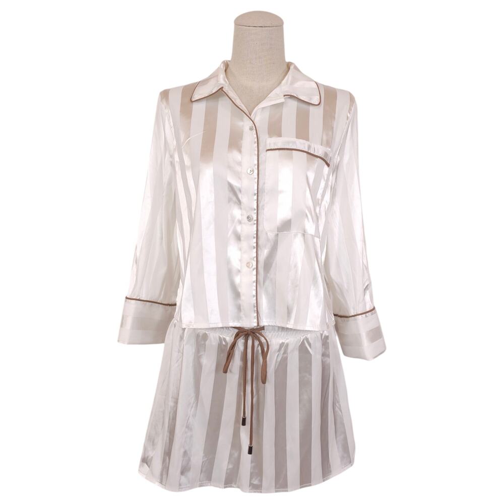 FP Intimately Pajama Set White Satin Sz Small